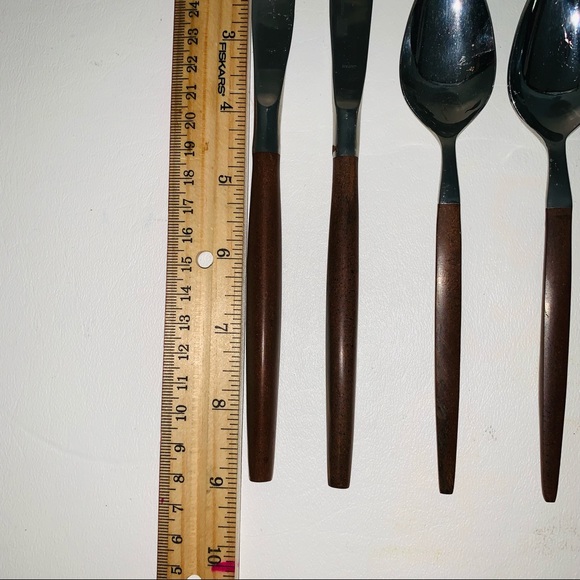 Vintage Ekco Eterna Wood handle Flatware set Mid Century Modern - Picture 7 of 8